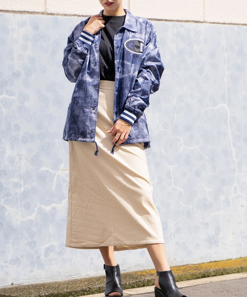 Champion(チャンピオン)の「【T18】【Champion/チャンピオン】 SATIN COACHES JACKET RIBBED CUFF PRINT(ミリタリージャケット・レディース・ブラック/ネイビー・SMALL/LARGE/MEDIUM)」の10枚目の写真