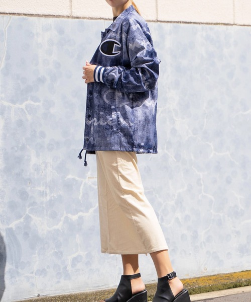 Champion(チャンピオン)の「【T18】【Champion/チャンピオン】 SATIN COACHES JACKET RIBBED CUFF PRINT(ミリタリージャケット・レディース・ブラック/ネイビー・SMALL/LARGE/MEDIUM)」の11枚目の写真