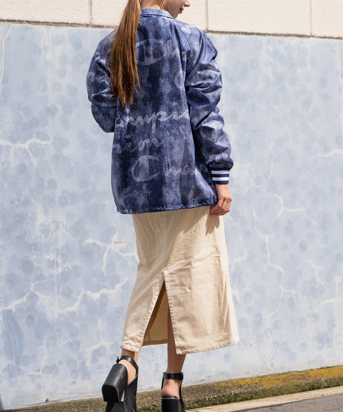 Champion(チャンピオン)の「【T18】【Champion/チャンピオン】 SATIN COACHES JACKET RIBBED CUFF PRINT(ミリタリージャケット・レディース・ブラック/ネイビー・SMALL/LARGE/MEDIUM)」の12枚目の写真