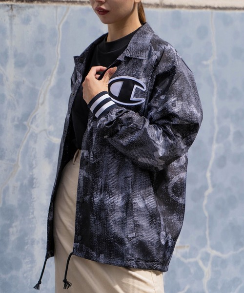 Champion(チャンピオン)の「【T18】【Champion/チャンピオン】 SATIN COACHES JACKET RIBBED CUFF PRINT(ミリタリージャケット・レディース・ブラック/ネイビー・SMALL/LARGE/MEDIUM)」の21枚目の写真