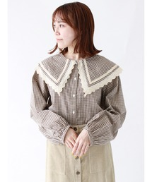 ehka sopo | 【カタログ掲載アイテム】無地/チェックアソートビッグ襟ブラウス(シャツ/ブラウス)