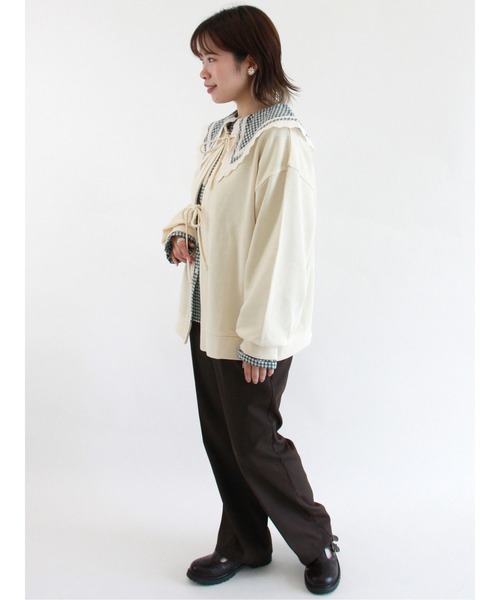 ehka sopo（エヘカソポ）の「【カタログ掲載アイテム】無地/チェックアソートビッグ襟ブラウス（シャツ/ブラウス・レディース・ブラック/ブラウン/オフホワイト/グリーン・ﾌﾘ-）」の17枚目の写真