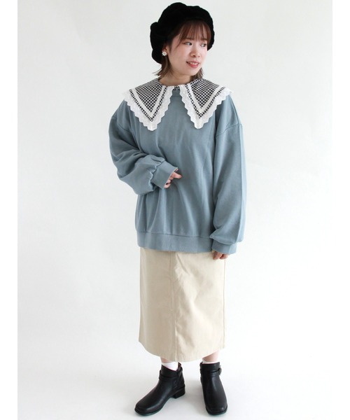 ehka sopo（エヘカソポ）の「【カタログ掲載アイテム】無地/チェックアソートビッグ襟ブラウス（シャツ/ブラウス・レディース・ブラック/ブラウン/オフホワイト/グリーン・ﾌﾘ-）」の5枚目の写真