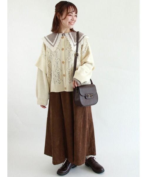 ehka sopo（エヘカソポ）の「【カタログ掲載アイテム】無地/チェックアソートビッグ襟ブラウス（シャツ/ブラウス・レディース・ブラック/ブラウン/オフホワイト/グリーン・ﾌﾘ-）」の12枚目の写真