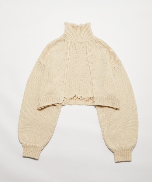 WHO'S WHO gallery（フーズフーギャラリー）の「ダメージハイネックニット（ニット/セーター・レディース・オフホワイト/ブラック/グリーン/ブルー/マスタード・FREE）」の18枚目の写真