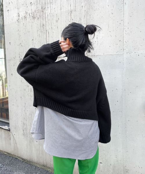 WHO'S WHO gallery（フーズフーギャラリー）の「ダメージハイネックニット（ニット/セーター・レディース・オフホワイト/ブラック/グリーン/ブルー/マスタード・FREE）」の12枚目の写真