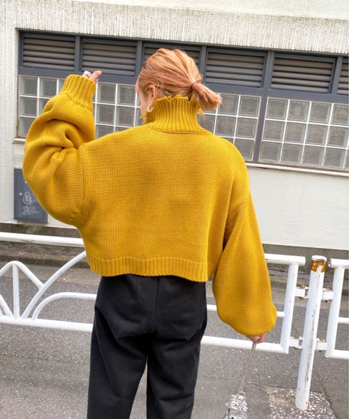 WHO'S WHO gallery（フーズフーギャラリー）の「ダメージハイネックニット（ニット/セーター・レディース・オフホワイト/ブラック/グリーン/ブルー/マスタード・FREE）」の13枚目の写真