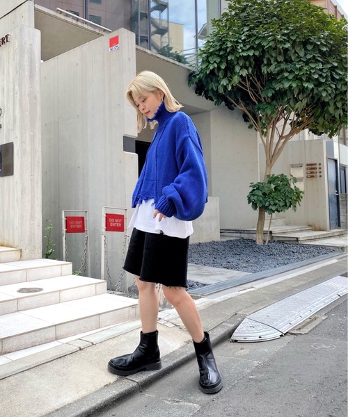 WHO'S WHO gallery（フーズフーギャラリー）の「ダメージハイネックニット（ニット/セーター・レディース・オフホワイト/ブラック/グリーン/ブルー/マスタード・FREE）」の8枚目の写真