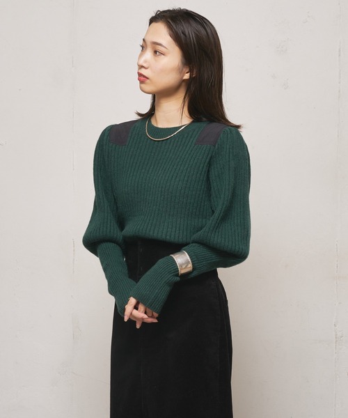 CIAOPANIC（チャオパニック）の「ショルダーパッチミリタリープルオーバー（ニット/セーター・レディース・ブラック/グリーン・FREE）」の5枚目の写真