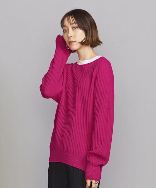 BEAUTY&YOUTH UNITED ARROWS(ビューティーアンドユースユナイテッドアローズ)の「BY ホールガーメント畔 ニットプルオーバー(ニット/セーター・レディース・ネイビー/オフホワイト/ピンク・FREE)」の10枚目の写真