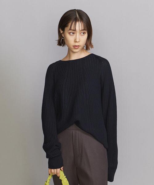 BEAUTY&YOUTH UNITED ARROWS(ビューティーアンドユースユナイテッドアローズ)の「BY ホールガーメント畔 ニットプルオーバー(ニット/セーター・レディース・ネイビー/オフホワイト/ピンク・FREE)」の4枚目の写真