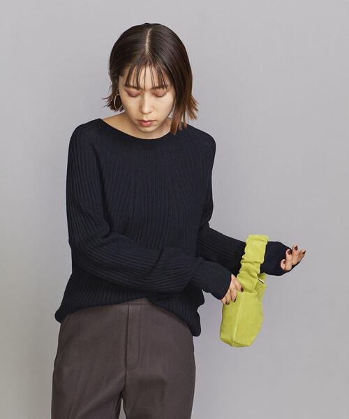 BEAUTY&YOUTH UNITED ARROWS(ビューティーアンドユースユナイテッドアローズ)の「BY ホールガーメント畔 ニットプルオーバー(ニット/セーター・レディース・ネイビー/オフホワイト/ピンク・FREE)」の12枚目の写真