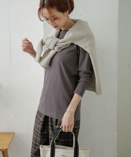 URBAN RESEARCH DOORS(アーバンリサーチドアーズ)の「『UR TECH』テレコクルーネックTシャツ(Tシャツ/カットソー・レディース・オフホワイト/チャコールグレー/ライトグレー・ONE)」の8枚目の写真