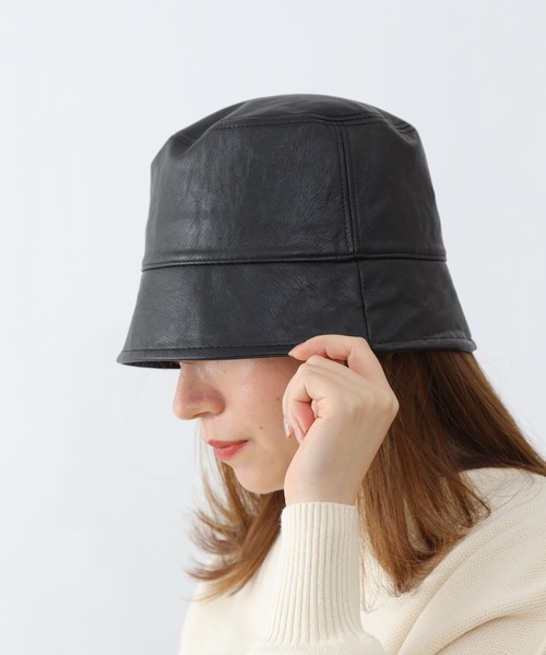 COLONY 2139（コロニートゥーワンスリーナイン）の「フェイクレザー深バケットハット（ハット・レディース・ブラック/アイボリー/ブラウン・FREE）」の12枚目の写真