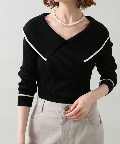 IENA(イエナ)の「ファインウール ショールカラーリブプルオーバー◆(ニット/セーター・レディース・ブラック/ネイビー・FREE)」の13枚目の写真