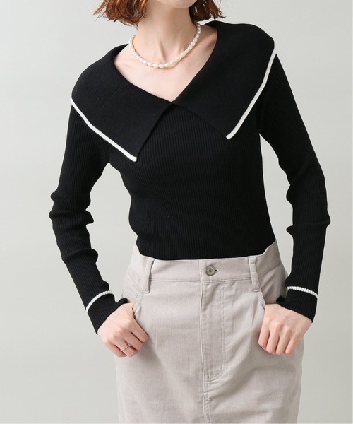 IENA(イエナ)の「ファインウール ショールカラーリブプルオーバー◆(ニット/セーター・レディース・ブラック/ネイビー・FREE)」の11枚目の写真