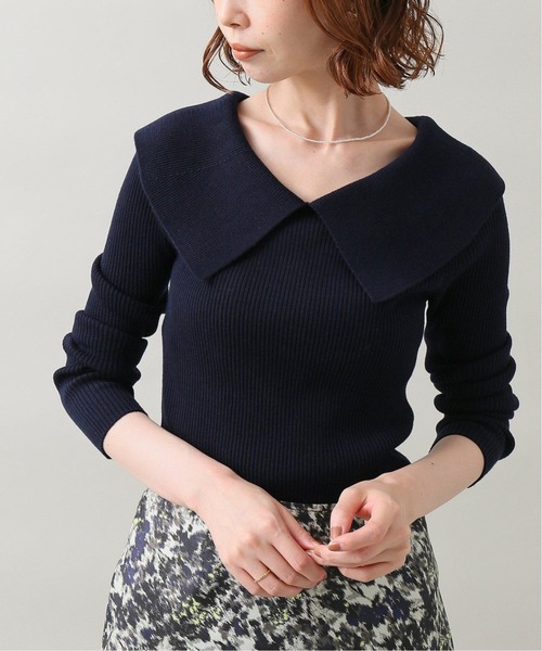 IENA(イエナ)の「ファインウール ショールカラーリブプルオーバー◆(ニット/セーター・レディース・ブラック/ネイビー・FREE)」の7枚目の写真