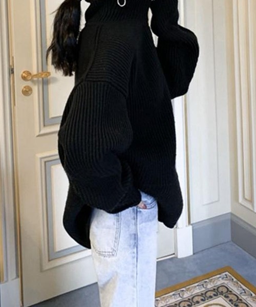 SMILE ORCHID(スマイルオーキッド)の「ハーフジップニット(ニット/セーター・レディース・ホワイト/ブラック・FREE)」の11枚目の写真