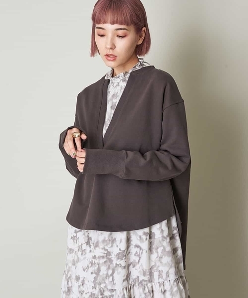 A de a.v.v（アードアー・ヴェ・ヴェ）の「深Vネックスウェット（トレーナー）（スウェット・レディース・チャコールグレー/ライトブルー/サンドベージュ・38/36）」の13枚目の写真