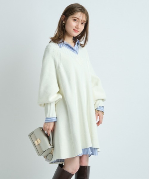 ワンピース ワンピース ドレス Apuweiser Riche アプワイザーリッシェ のワンピース ｖネックニット シャツチュニックセット を購入できます Apuweiser Riche ｖネックニット シャツチュニックセット ワンピース Apuweiser Riche アプワイザー