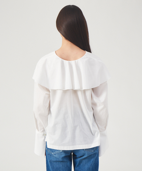 qualite（カリテ）の「【2way】コットンローンラッフルブラウス（シャツ/ブラウス・レディース・オフホワイト/キャメル/ブラック・フリー）」の17枚目の写真