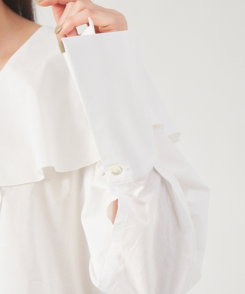 qualite（カリテ）の「【2way】コットンローンラッフルブラウス（シャツ/ブラウス・レディース・オフホワイト/キャメル/ブラック・フリー）」の21枚目の写真