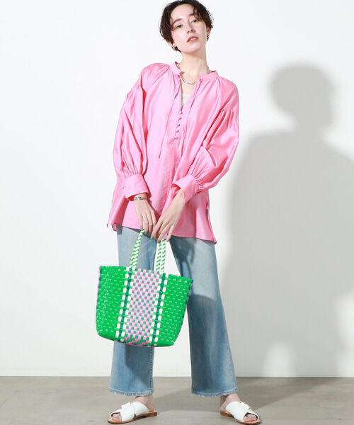 SANRAMI（サンラミ）の「【SANRAMI/サンラミ】 別注メルカドトートバッグ（トートバッグ・レディース・グリーン/ホワイト/ネイビー/ピンク・FREE）」の12枚目の写真