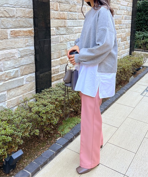 StyleSea（スタイルシー）の「センタータックストレートパンツ（スラックス・レディース・ベージュ/パープル/ライム/グレイッシュベージュ/ライトアッシュグレー/コーラルピンク・MEDIUM）」の21枚目の写真