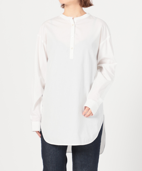 SLOBE IENA（スローブイエナ）の「《追加》ブロードギャザーノーカラーブラウス◆（シャツ/ブラウス・レディース・ホワイト/ベージュ/サックスブルー・FREE）」の7枚目の写真