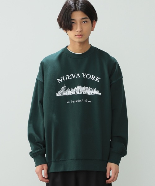 BeAMS DOT（ビームスドット）の「【WEB限定】BeAMS DOT / NEW YORK プリント スウェット シャツ（スウェット・メンズ・オフホワイト/グリーン・MEDIUM/LARGE）」の2枚目の写真