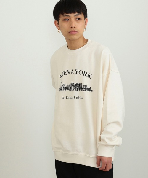 BeAMS DOT（ビームスドット）の「【WEB限定】BeAMS DOT / NEW YORK プリント スウェット シャツ（スウェット・メンズ・オフホワイト/グリーン・MEDIUM/LARGE）」の3枚目の写真