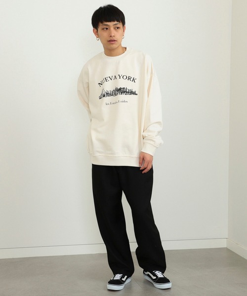 BeAMS DOT（ビームスドット）の「【WEB限定】BeAMS DOT / NEW YORK プリント スウェット シャツ（スウェット・メンズ・オフホワイト/グリーン・MEDIUM/LARGE）」の4枚目の写真