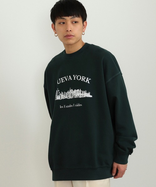 BeAMS DOT（ビームスドット）の「【WEB限定】BeAMS DOT / NEW YORK プリント スウェット シャツ（スウェット・メンズ・オフホワイト/グリーン・MEDIUM/LARGE）」の6枚目の写真