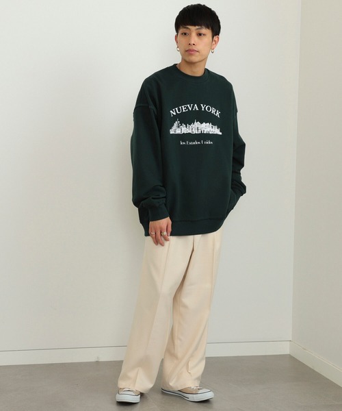 BeAMS DOT（ビームスドット）の「【WEB限定】BeAMS DOT / NEW YORK プリント スウェット シャツ（スウェット・メンズ・オフホワイト/グリーン・MEDIUM/LARGE）」の8枚目の写真