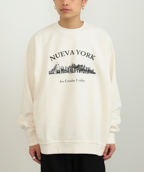 BeAMS DOT（ビームスドット）の「【WEB限定】BeAMS DOT / NEW YORK プリント スウェット シャツ（スウェット・メンズ・オフホワイト/グリーン・MEDIUM/LARGE）」の9枚目の写真