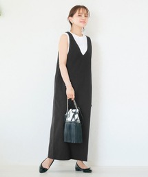 WEARISTA田中亜希子さんコラボ　深Vネックストレートサロペットスカート