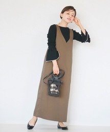 WEARISTA田中亜希子さんコラボ 深Vネックストレートサロペットスカート