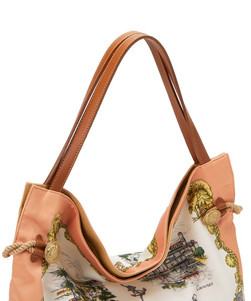 TOPKAPI（トプカピ）の「マイルドサテン スカーフ パネル柄 トートバッグ（トートバッグ・レディース・グリーン/クリーム/コーラル・FREE）」の4枚目の写真