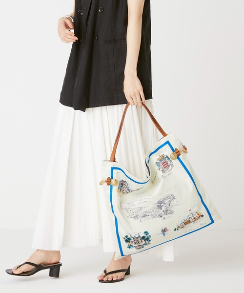 TOPKAPI（トプカピ）の「マイルドサテン スカーフ パネル柄 トートバッグ（トートバッグ・レディース・グリーン/クリーム/コーラル・FREE）」の12枚目の写真