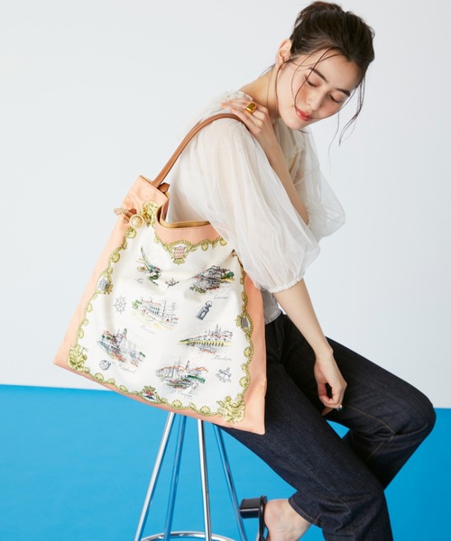 TOPKAPI（トプカピ）の「マイルドサテン スカーフ パネル柄 トートバッグ（トートバッグ・レディース・グリーン/クリーム/コーラル・FREE）」の17枚目の写真