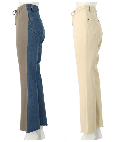 ANAP（アナップ）の「裏毛×デニム切替フレアパンツ（デニムパンツ・レディース・グレイッシュベージュ/ベージュ系その他・FREE）」の12枚目の写真