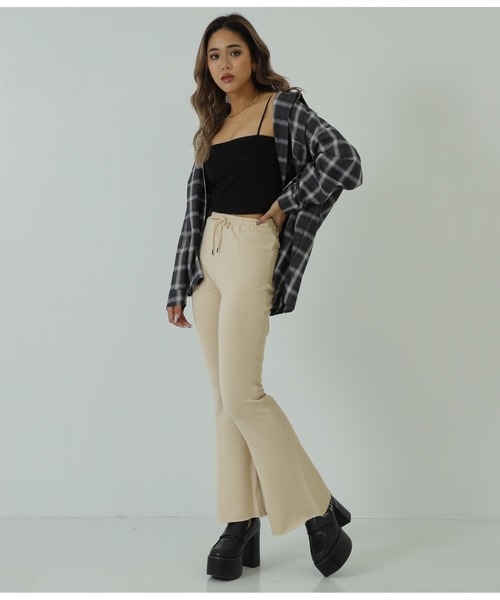 ANAP（アナップ）の「裏毛×デニム切替フレアパンツ（デニムパンツ・レディース・グレイッシュベージュ/ベージュ系その他・FREE）」の7枚目の写真