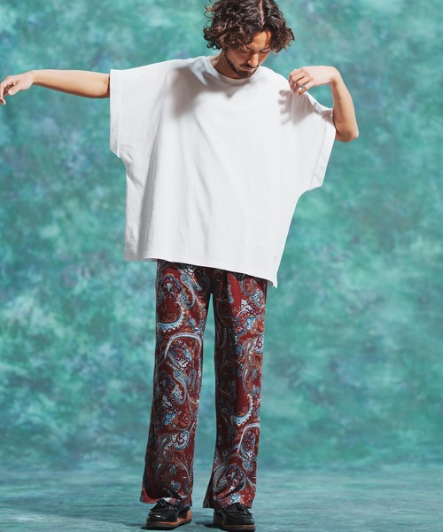 Jih Nunc（ジーヌンク）の「mt7711-ロールアップノースリーブワイドシルエットカットソー（Tシャツ/カットソー・メンズ・オレンジ/ブラック/ホワイト・M/S/L）」の6枚目の写真