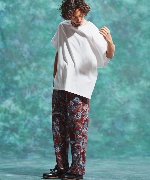 Jih Nunc（ジーヌンク）の「mt7711-ロールアップノースリーブワイドシルエットカットソー（Tシャツ/カットソー・メンズ・オレンジ/ブラック/ホワイト・M/S/L）」の8枚目の写真