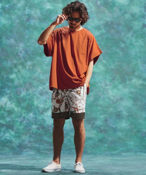 Jih Nunc（ジーヌンク）の「mt7711-ロールアップノースリーブワイドシルエットカットソー（Tシャツ/カットソー・メンズ・オレンジ/ブラック/ホワイト・M/S/L）」の12枚目の写真