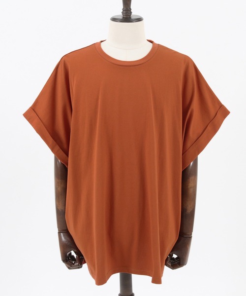 Jih Nunc（ジーヌンク）の「mt7711-ロールアップノースリーブワイドシルエットカットソー（Tシャツ/カットソー・メンズ・オレンジ/ブラック/ホワイト・M/S/L）」の19枚目の写真