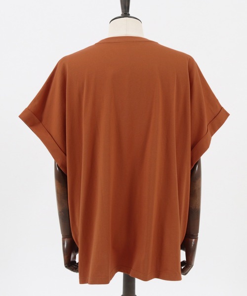Jih Nunc（ジーヌンク）の「mt7711-ロールアップノースリーブワイドシルエットカットソー（Tシャツ/カットソー・メンズ・オレンジ/ブラック/ホワイト・M/S/L）」の20枚目の写真