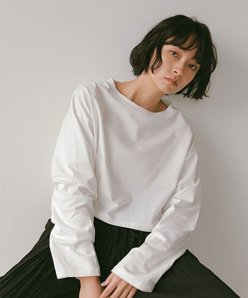 ETRE TOKYO（エトレトウキョウ）の「クロップドロンTee（Tシャツ/カットソー・レディース・ホワイト/ブラック/ピンク・FREE）」の4枚目の写真