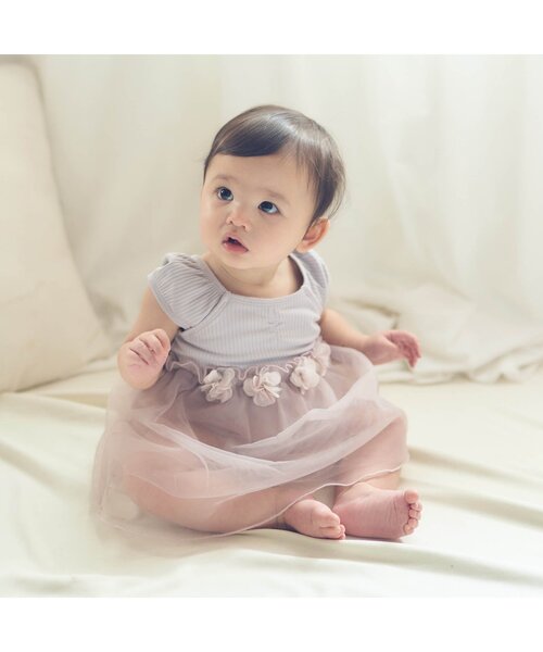 apres les cours（アプレレクール）の「チュールワンピース水着_UVカット（水着・キッズ・ラベンダー/チェック・80/130/110/120/140/100/90）」の6枚目の写真