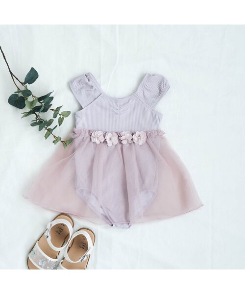 apres les cours（アプレレクール）の「チュールワンピース水着_UVカット（水着・キッズ・ラベンダー/チェック・80/130/110/120/140/100/90）」の9枚目の写真